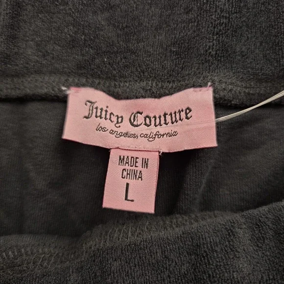 Juicy Couture Terry Black Velour Hoodie & Shorts Set - Size L - Picture 4 of 6
